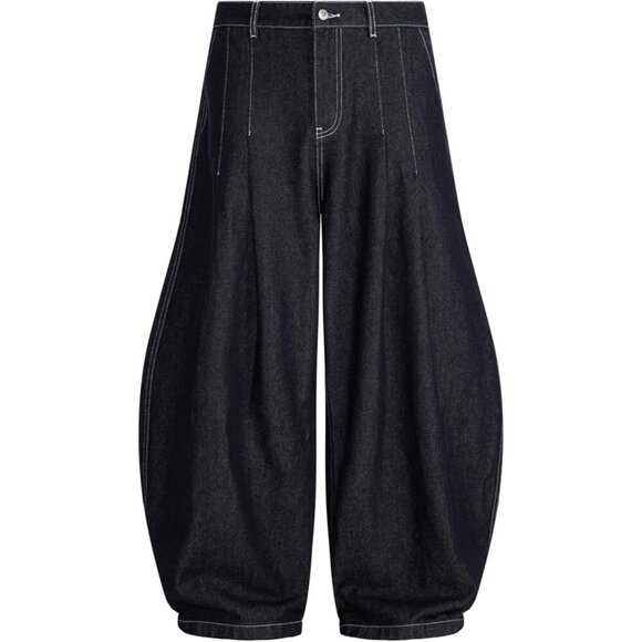 Pleated Wide Leg Jeans Cotton Vintage Casual Unisex Streetwear Trousers